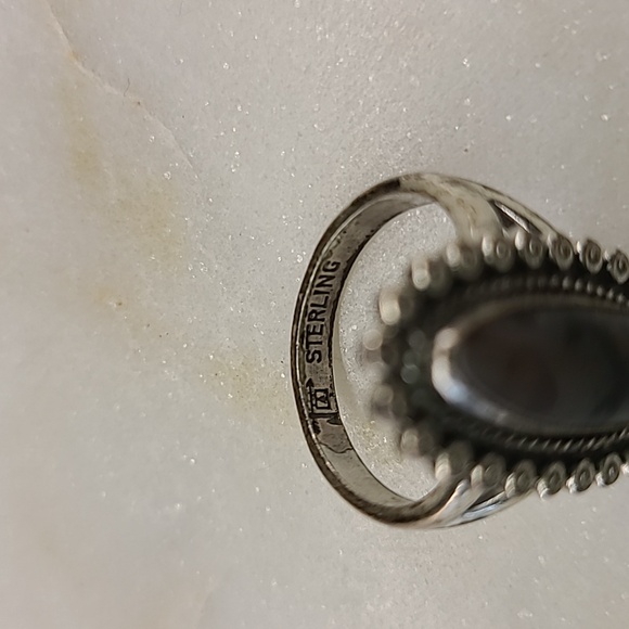 Navajo Sterling Silver and Petrified Wood Ring - Picture 8 of 9